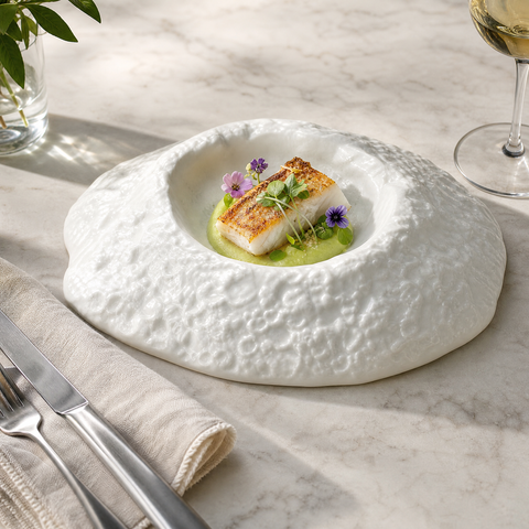 Set of 4 - Textured White Volcano Bowls