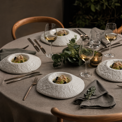 Set of 4 - Textured White Volcano Bowls