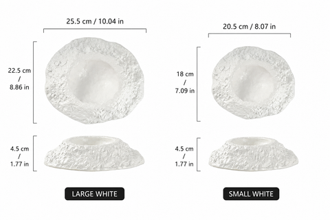 Set of 4 - Textured White Volcano Bowls